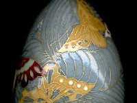 Butterflies Chiyogami Ukrainian Style Easter Egg Pysanky by So Jeo : Pysanky Pysanka Ukrainian Easter egg batik ukrainian easter art batik  eggshell kimono chiyogami washi origami fans cranes birds blooms gold leaf sojeo leblond artist